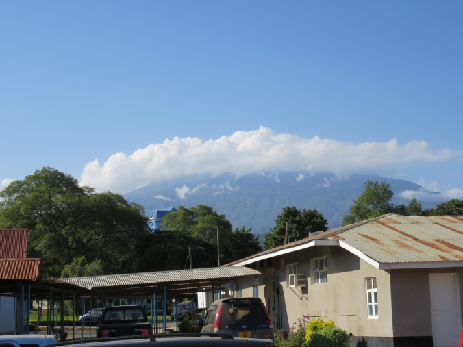 The view of Mt. Meru from the hospital grounds